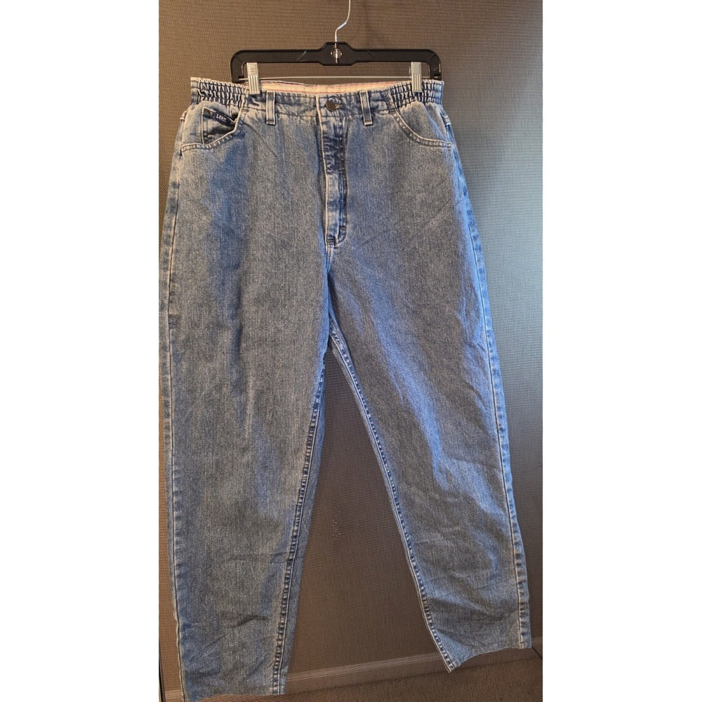 Lee Original Jeans Women's Approx 32x30 Blue Acid Wash Elastic Waist Vintage Mom